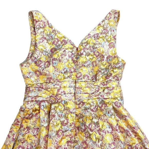 ZAC Posen for Target Floral Brocade Gold Jacquard Mini Dress - Picture 6 of 11